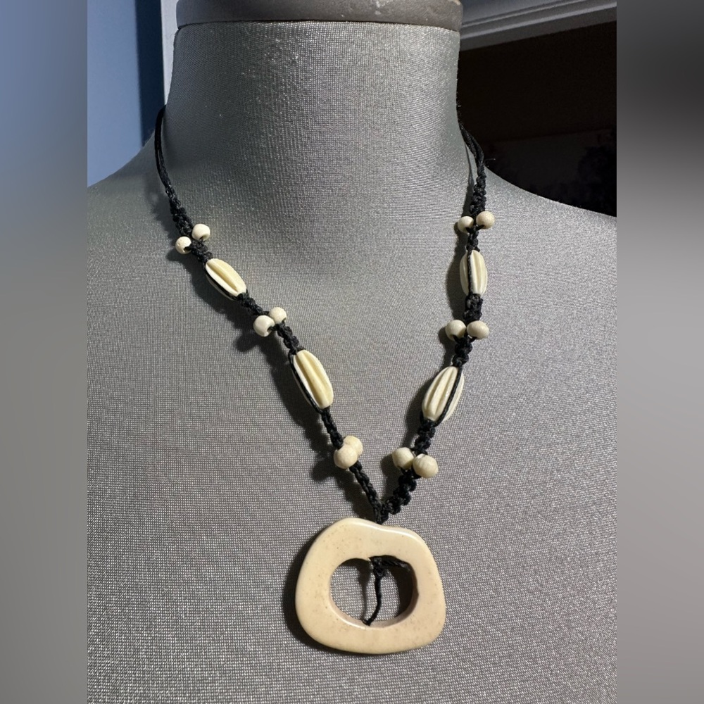Tagua nut and bone necklace EUC